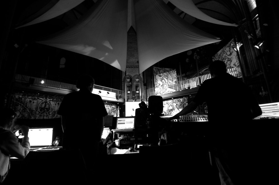 theatersonics in action during blaubart at the heilig kreutz kirche in berlin